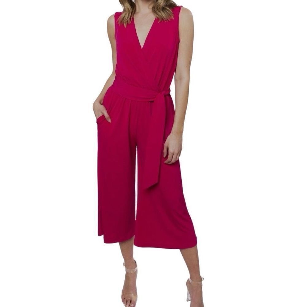 NWT JB by Julie Brown Pink Zoey Surplice Dressy Jumpsuit - Size Petite